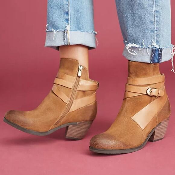 Antelope Anthropologie Gillie Wrap Booties Leather Brown - Picture 1 of 12